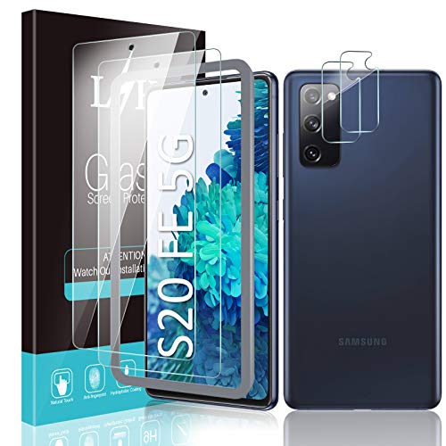 LϟK 4 Pack Protector de Pantalla para Samsung Galaxy S20 FE 5G con 2 Pack Protector de Lente de Cámara y 2 Pack Cristal Templado - Samsung Galaxy S20 Fan Edition 5G Sin Burbujas Kit Fácil de Instalar