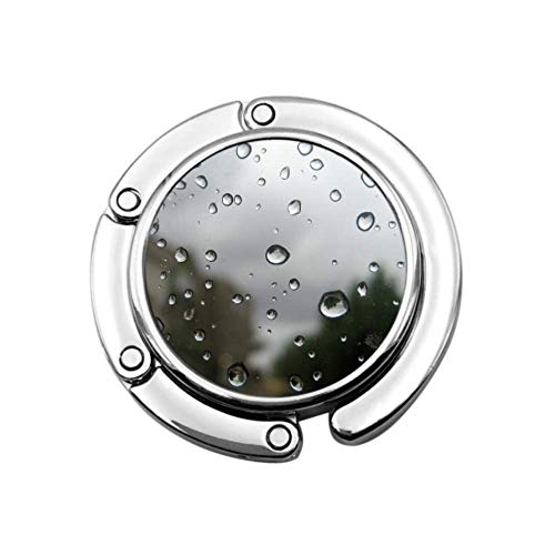 Lluvia de Gotas de Agua Superficie de Vidrio Percha Transparente para monederos Mesa Percha pequeña Monedero Diseños únicos Sección Plegable Almacenamiento Lindo Titular de Bolso