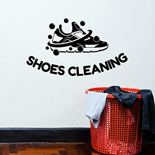 Logotipo calcomanías de pared zapatos servicio de limpieza puertas y ventanas pegatinas de vinilo lavandería tintorería decoración de interiores murales