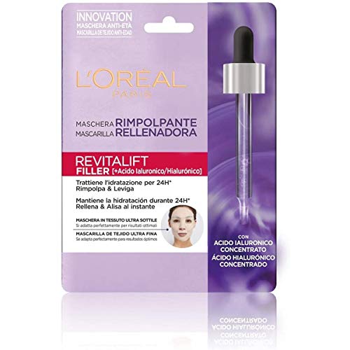 L'Oréal Paris Revitalift Filler Mascarilla Rellenadora, Cuidado Facial Anti-Edad, Con Ácido Hialurónico, 41 gr