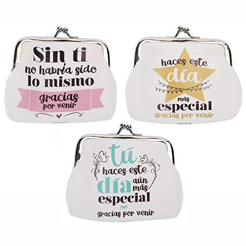 Lote de 24 Monederos Frases"GRACIAS POR VENIR" - Monederos con Frases Divertidas para Bodas, Bautizos y Comuniones. Monederitos y Carteras Originales para Recuerdos y Detalles Originales Lote de 24 Monederos Frases"GRACIAS POR VENIR" - Monederos con Frases Divertidas para Bodas, Bautizos y Comuniones. Monederitos y Carteras Originales para Recuerdos y Detalles Originales