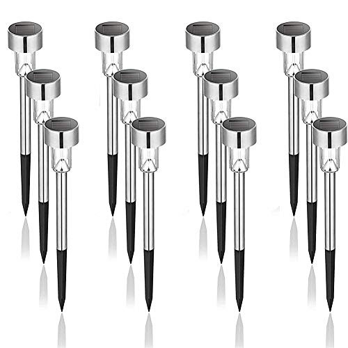 Luces solares Jardín,luces Jardín solares exterior 12 Pcs , impermeable IP65 luces solares led exterior de acero inoxidable,luces solares LED para Jardín, exteriores, terraza, patios traseros Luces solares Jardín,luces Jardín solares exterior 12 Pcs , impermeable IP65 luces solares led exterior de acero inoxidable,luces solares LED para Jardín, exteriores, terraza, patios traseros