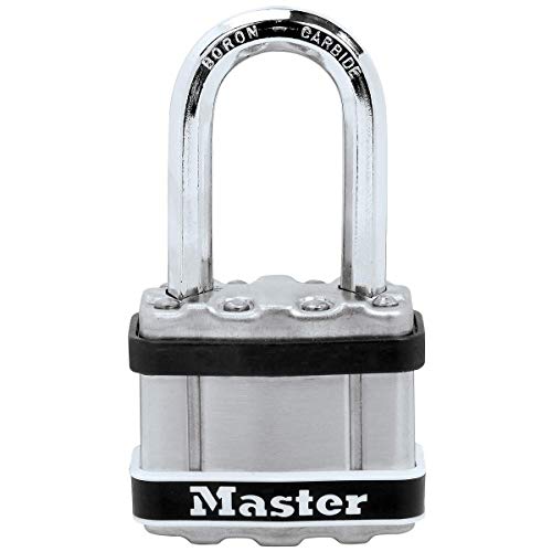 Master Lock M1EURDLFSTS Candado de resistencia Cubierta del cuerpo de acero laminado, Arco Medium + Marine, Proteja con seguridad barcos y puertas en un entorno naval, plata, Ancho 44 mm