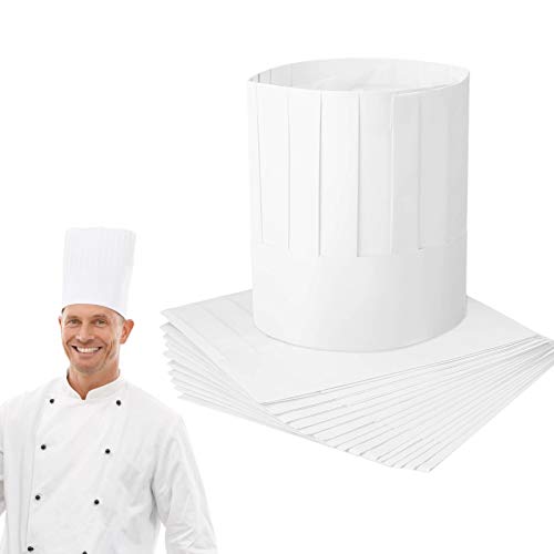 Matogle 20 Piezas de Papel desechable Chef Tall Hat Set Cocina Ajustable Cooking Chef Cap Unisex Pastry Chef Hat para restaurantes Home Kitchen School Party Catering Hoteles