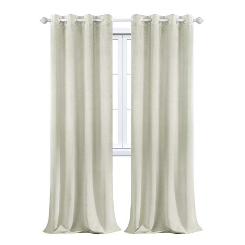 MAXIJIN Velvet Blackout Curtains - Cortinas aisladas térmicamente para ventanas y ventanas (1 panel de 260 x 140 cm), color beige