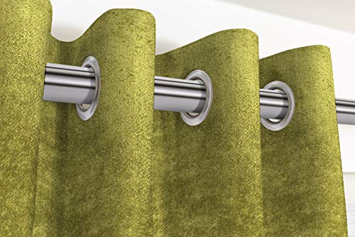 McAlister Textiles Cortinas de terciopelo brillante, 2 paneles, color verde lima, diseño suave, hechas a pedido, cortinas y cortinas, con ojales de algodón, ancho 167 cm x 182 cm