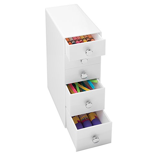 mDesign Cajonera de plastico blanco – Preciosa minicajonera con 4 cajones – Ideal como joyero, organizador de escritorio, costurero, etc. – Para guardar y clasificar objetos pequeños mDesign Cajonera de plastico blanco – Preciosa minicajonera con 4 cajones – Ideal como joyero, organizador de escritorio, costurero, etc. – Para guardar y clasificar objetos pequeños