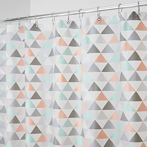 mDesign Cortina de baño con diseño de triángulos – Cortinas de Ducha con Medidas 183 cm x 183 cm – Cortina de Ducha con 12 Ojales metálicos – Durables y sin PVC – Coral/Menta mDesign Cortina de baño con diseño de triángulos – Cortinas de Ducha con Medidas 183 cm x 183 cm – Cortina de Ducha con 12 Ojales metálicos – Durables y sin PVC – Coral/Menta