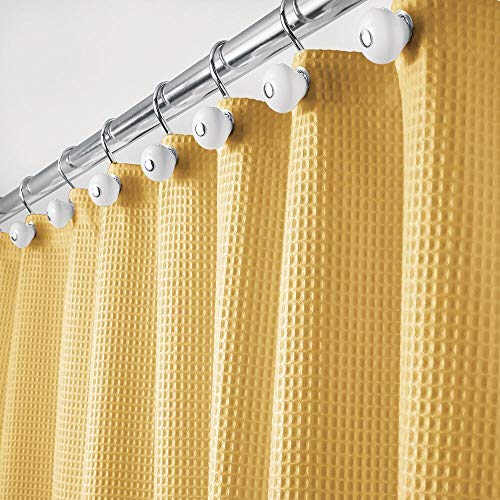 mDesign Cortina de ducha de lujo – Cortina de baño suave con diseño de barquillo – Accesorio para ducha de cuidado fácil – amarillo mostaza