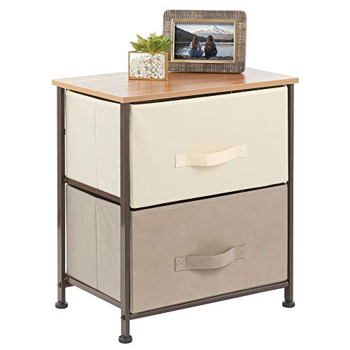 mDesign Mesita de Noche con 2 cajones – Cómoda pequeña Decorativa Hecha de Tela, Metal y DM – Cajoneras para armarios, para el Dormitorio o el salón – Multicolor/Espresso mDesign Mesita de Noche con 2 cajones – Cómoda pequeña Decorativa Hecha de Tela, Metal y DM – Cajoneras para armarios, para el Dormitorio o el salón – Multicolor/Espresso