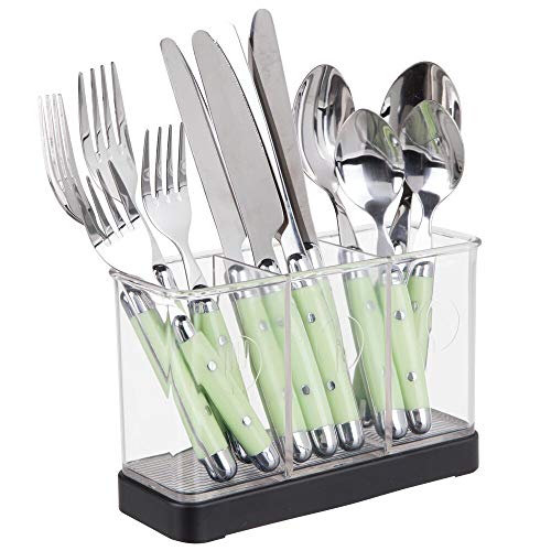 mDesign Organizador de cubiertos para tenedores, cuchillos, cucharas – También sirve como cubertero para cucharones, espátulas,… - El ideal accesorio para cocina - Color: negro mate/transparente