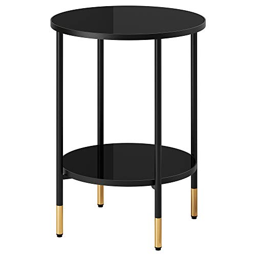 Mesa auxiliar ÄSPERÖD 60x Ø45 cm negro/cristal negro Mesa auxiliar ÄSPERÖD 60x Ø45 cm negro/cristal negro