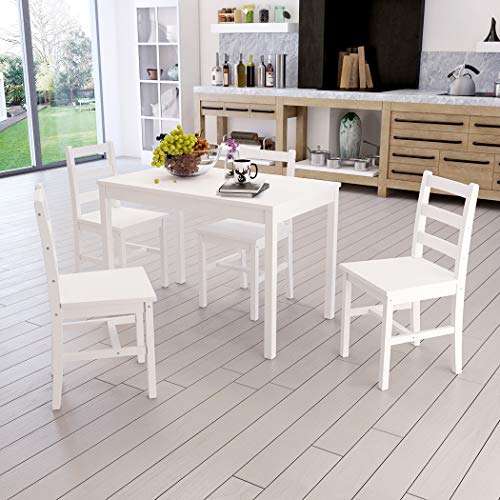 Mesa de madera + 4 sillas para comedor, cocina, sala de estar, café Mesa de madera + 4 sillas para comedor, cocina, sala de estar, café