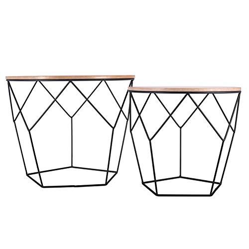 Mesa de Metal Ribelli Negra - Tablero de Madera sobre un Robusto armazón de Metal - Mesa Lateral Ideal para la Sala de Estar, Dormitorio, Oficina, etc. - Dos mesas en un Conjunto (Madera Clara/Negro) Mesa de Metal Ribelli Negra - Tablero de Madera sobre un Robusto armazón de Metal - Mesa Lateral Ideal para la Sala de Estar, Dormitorio, Oficina, etc. - Dos mesas en un Conjunto (Madera Clara/Negro)