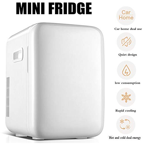 Mini Frigorífico, 10L Vertical Refrigerador Coche de Casa de Doble Uso Mini Nevera Pequeño y Portátil Nevera Eléctrica Fridge Frigorífico (Color : White)