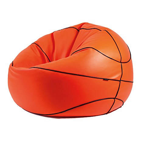 MiPuf - Puff Basket Original - Personalizable - 90 cm dimetro - Tejido Polipiel Alta Resistencia - Doble Cremallera - Relleno Incluido - Naranja - 4 años de Garantía