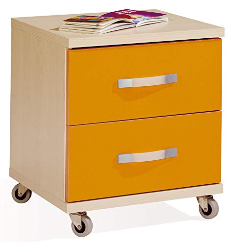 Miroytengo Mueble Auxiliar mesita 2 cajones Ruedas Color Haya y Naranja habitacion Juvenil despacho 47x41x40 Miroytengo Mueble Auxiliar mesita 2 cajones Ruedas Color Haya y Naranja habitacion Juvenil despacho 47x41x40