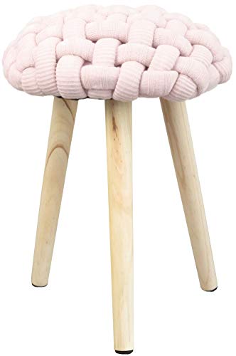 Miroytengo Taburete Braid Asiento Color Rosa Dormitorio Infantil Juvenil Patas Madera Maciza 36x46 cm