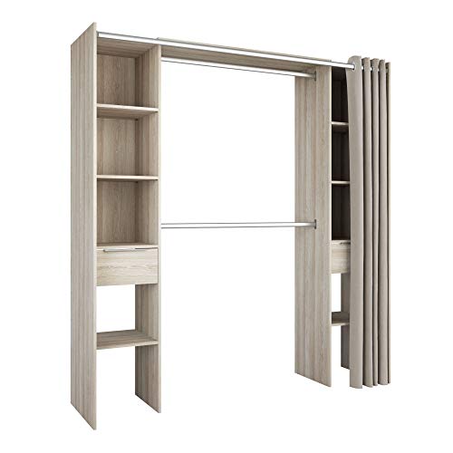 Miroytengo Vestidor Dana Color Roble Shannon Armario Abierto habitación Dormitorio Matrimonio 203x115-190x50 cm Miroytengo Vestidor Dana Color Roble Shannon Armario Abierto habitación Dormitorio Matrimonio 203x115-190x50 cm
