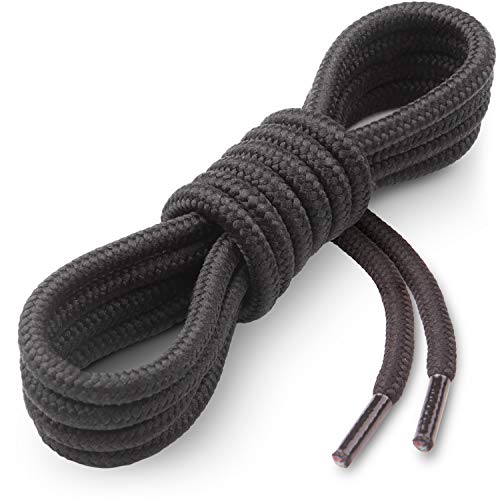 Miscly Cordones Redondos [3 Pares] Para Zapatos, Zapatillas de Deporte y Botas - Diámetro 4 mm (91cm, Negro)