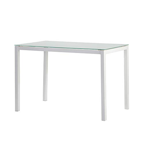 MOMMA HOME Mesa de Comedor Blanca Modelo Lluvia, Mesa de Cristal para Cocina, Acabado Color Blanco, Material Cristal Templado/Metal, Medidas Mesa Moderna 110x70x75 cm MOMMA HOME Mesa de Comedor Blanca Modelo Lluvia, Mesa de Cristal para Cocina, Acabado Color Blanco, Material Cristal Templado/Metal, Medidas Mesa Moderna 110x70x75 cm