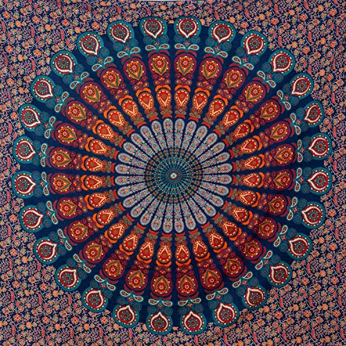 MOMOMUS Tapiz de Mandala - Hecho a Mano con Algodón 100% y Tintes Vegetales Naturales - Adornos de Arte para Pared de Hogar, Pareo/Toalla de Playa Grande, Sofá - Elegante y Bohemio - 210x230cm Aprox MOMOMUS Tapiz de Mandala - Hecho a Mano con Algodón 100% y Tintes Vegetales Naturales - Adornos de Arte para Pared de Hogar, Pareo/Toalla de Playa Grande, Sofá - Elegante y Bohemio - 210x230cm Aprox