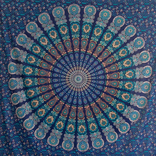Momomus Tapiz de Mandala - Hecho a Mano con Algodón 100% y Tintes Vegetales Naturales - Adornos de Arte para Pared de Hogar, Pareo/Toalla de Playa Grande, Sofá - Elegante y Bohemio - Azul B, 210x230cm Momomus Tapiz de Mandala - Hecho a Mano con Algodón 100% y Tintes Vegetales Naturales - Adornos de Arte para Pared de Hogar, Pareo/Toalla de Playa Grande, Sofá - Elegante y Bohemio - Azul B, 210x230cm