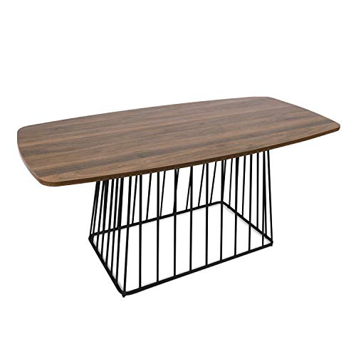 Moncot CT391-WN - Mesa de centro rectangular con estructura de metal negro, mesa de café portátil con tablero vintage de madera de nogal para salón, dormitorio, oficina, CT391-WN