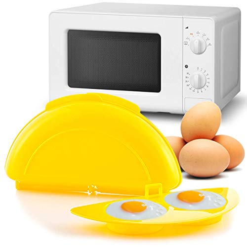 MovilCom® - Recipiente microondas, cuece Huevos Especial para Tortilla microondas | Cocinar Huevos Microondas | Tortilla Francesa microondas | BPA Free | Amarillo