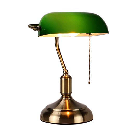 MZStech Lámpara de escritorio/Lámpara de banquero/Lámpara de oficina Pantalla de vidrio blanco, interruptor de extracción y bombilla de filamento LED 4w (Verde, base de latón) MZStech Lámpara de escritorio/Lámpara de banquero/Lámpara de oficina Pantalla de vidrio blanco, interruptor de extracción y bombilla de filamento LED 4w (Verde, base de latón)