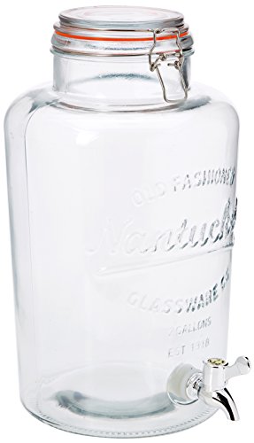 NERTHUS FIH 099 - Dispensador 8 litros, dispensador de bebidas de vidrio con grifo, Cristal, 30.26 cm