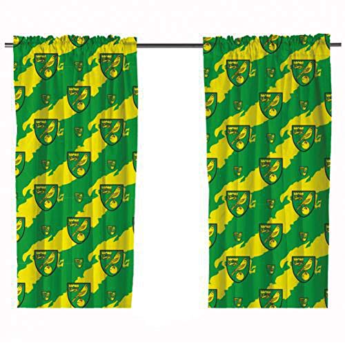 Norwich City FC, polialgodón, Verde y Amarillo, Cortinas de caída de 137 cm