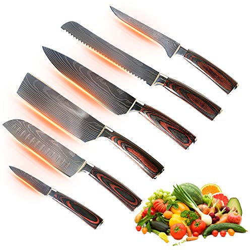 Nueva gama de cuchillos de chef japoneses en acero al carbono VG-10 - Tipo Santoku - Cuchillos de cocina profesionales de alta gama - Artesanía japonesa