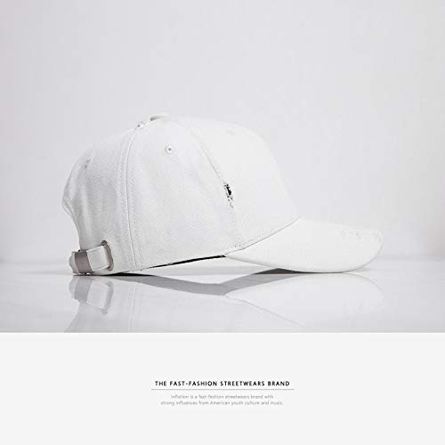 Nueva Marca de Moda para Hombres y Mujeres con Orificio Viejo y Desgastado Tapa de Color sólido Gorra de béisbol sombrilla Sombrero Ajustable Blanco