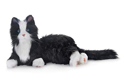 NUEVO Joy for All Robotic Reclining Black & White Tuxedo Cat - Terapia de animales de peluche para personas con pérdida de memoria del envejecimiento y los cuidadores