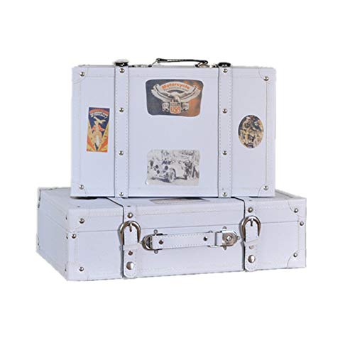 ODDINER Maleta Decorativa Conjunto de 2 almacenaje Blanco de la Vendimia en el Pecho Caja del Tesoro Maleta for la decoración casera Muestra Crafts Photoshoots baúles de ODDINER Maleta Decorativa Conjunto de 2 almacenaje Blanco de la Vendimia en el Pecho Caja del Tesoro Maleta for la decoración casera Muestra Crafts Photoshoots baúles de
