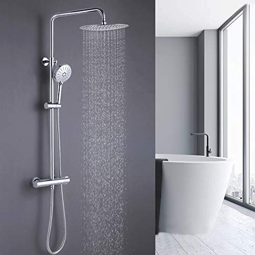 ONECE Columna de Ducha Termostatica con Alcachofa de Acero Inoxidable, Conjunto de Ducha de Altura Ajustable, Sistema de Ducha con 3 modos Ducha de Mano ONECE Columna de Ducha Termostatica con Alcachofa de Acero Inoxidable, Conjunto de Ducha de Altura Ajustable, Sistema de Ducha con 3 modos Ducha de Mano