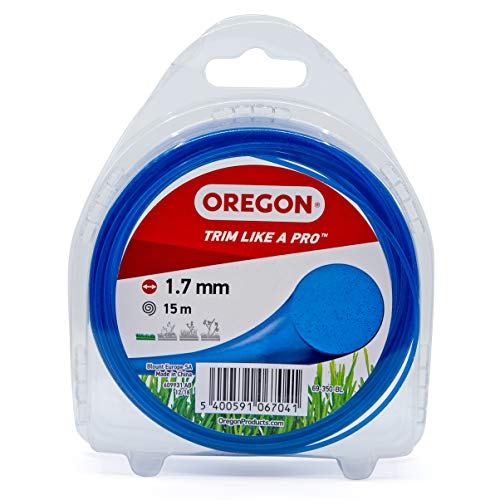 Oregon Línea de desbrozadora Redonda para cortacésped, línea de Repuesto Universal para Todos los Cabezales de desbrozadora estándar, 1,7 mm x 15 m, Azul (69-350-BL)