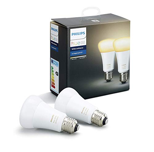 Philips Hue White Ambiance - Pack de 2 bombillas LED E27, 9W, iluminación inteligente, tonos de luz blanca cálida y fría regulable (compatible con Amazon Alexa, Apple HomeKit y Google Assistant)