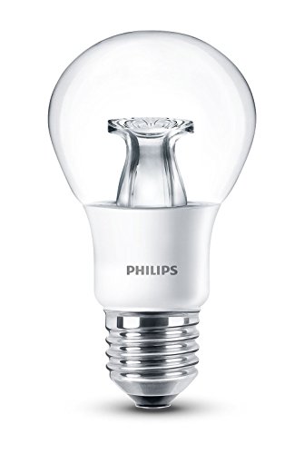 Philips Pera Bombilla LED de luz cálida, 6 W, casquillo E27, 2200-2700K , regulable Blanco, pack de 1