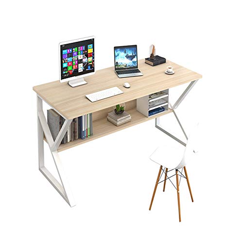 Plasaig - Escritorio compacto impermeable para computadora con cabaña, escritorio de madera para espacios pequeños, patas de mesa en forma de K, escritorio de oficina(madera de cerezo de arce) Plasaig - Escritorio compacto impermeable para computadora con cabaña, escritorio de madera para espacios pequeños, patas de mesa en forma de K, escritorio de oficina(madera de cerezo de arce)