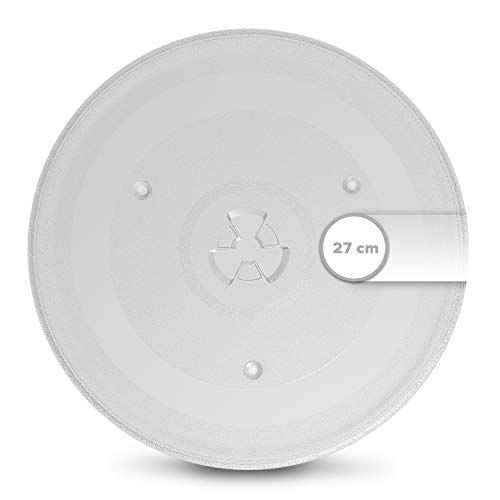 Plato giratorio para microondas de 27 cm, plato de microondas de 270 mm, plato giratorio de cristal de repuesto con 3 puntos para microondas Plato giratorio para microondas de 27 cm, plato de microondas de 270 mm, plato giratorio de cristal de repuesto con 3 puntos para microondas