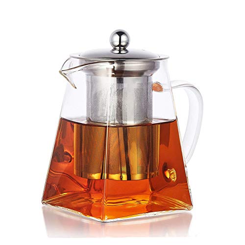 PluieSoleil Tetera de Cristal Infusor de Acero Inoxidable Resistente al Calor (700ML-cuadrado) PluieSoleil Tetera de Cristal Infusor de Acero Inoxidable Resistente al Calor (700ML-cuadrado)