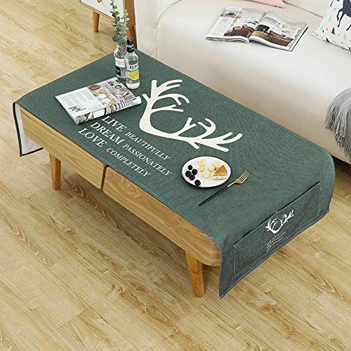 QMZ Nórdico moderno minimalista de algodón y lino mesa de café cubierta de tela impermeable a prueba de aceite anti-escaldado sala de estar mantel TV gabinete paño 1,1 kg