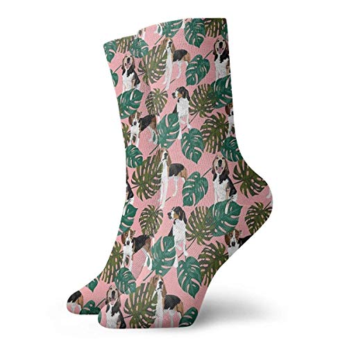QUEMIN Tropical Treeing Walker Coonhounds Calcetines Calcetines cortos deportivos clásicos de ocio Adecuado para hombres Mujeres Calcetines deportivos Calcetines cómodos transpirables casuales 30cm