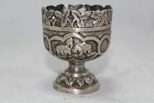 Rajasthan Gems - Copa de cristal tallada con diseño tradicional hecho a mano, color plateado