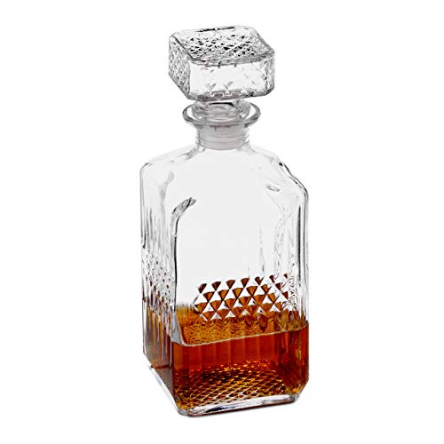 Relaxdays Decantador de whisky, Jarra con tapa, Dispensador de licor, 900 ml, Cristal, 1 Ud, Transparente