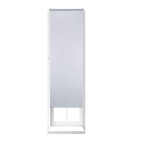 Relaxdays Estor Opaco Enrollable sin Taladrar, Tela-Aluminio, Ancho Tejido 66 cm, 70 x 210 cm, Blanco