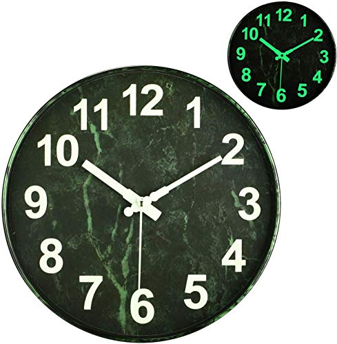 Reloj de pared de Mármol de Luminoso, 30cm Reloj Pared Grande Moderno, Vintage Decorativo Reloj Pared de Cuarzo Silencioso para Cocina, Salon, Oficina y Dormitorio, Oficina Funciona con Pilas