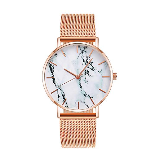 Reloj de Pulsera para Mujer Regalo Reloj de Cuarzo de mármol Vintage Reloj Decorativo Ultrafino para Hombres y Mujeres-Oro Rosa